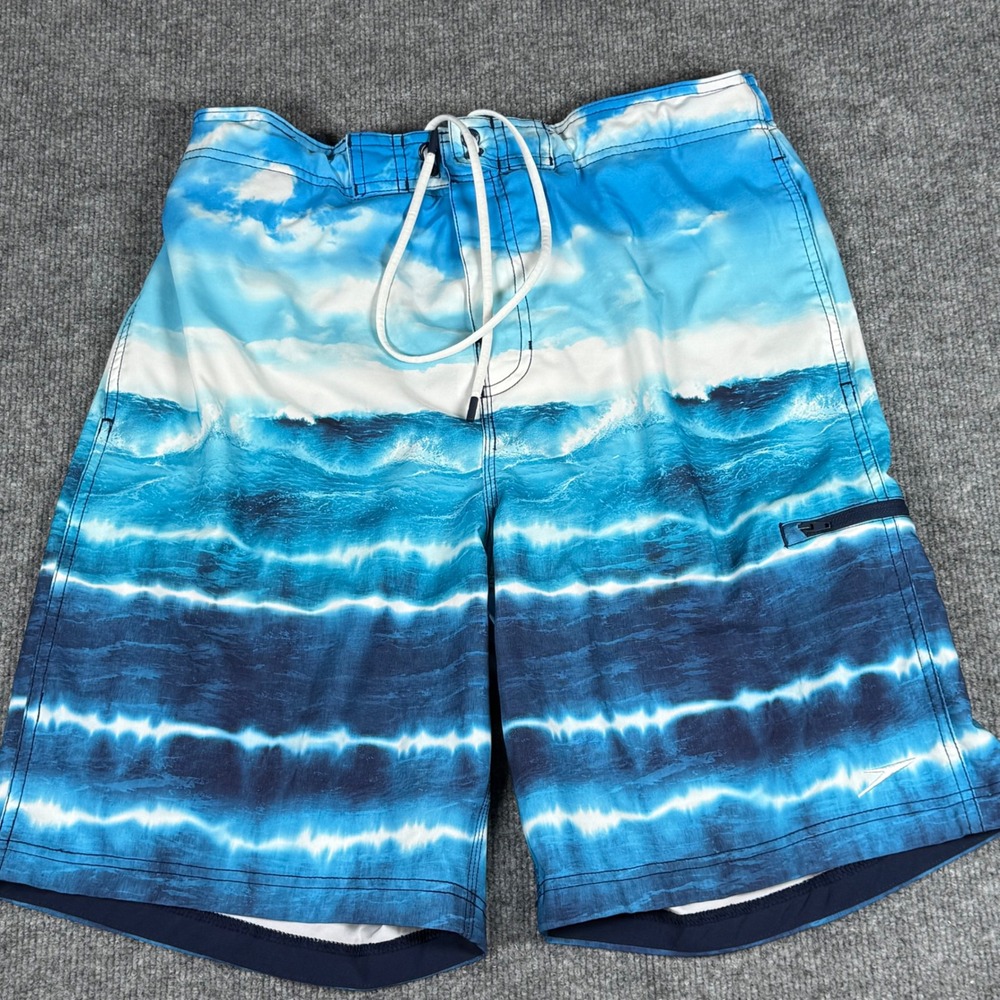 Speedo Large Ocean Wave Mesh Lined Swim Trunks Board Shorts Beach Pool Vacation